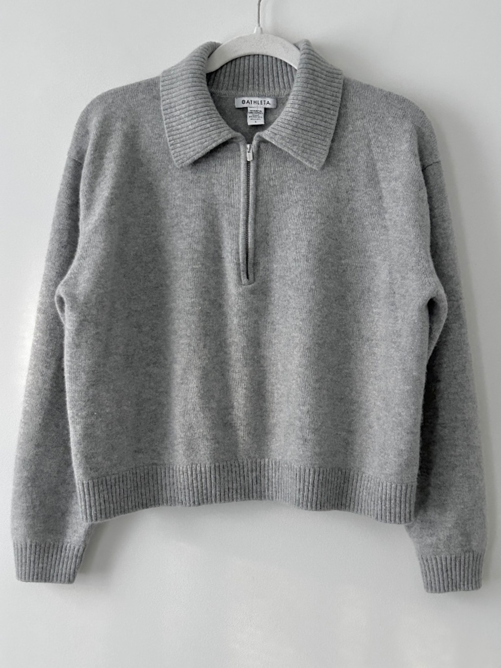 Athleta Gray Wool Cashmere Alpine 1/4 Zip Sweater